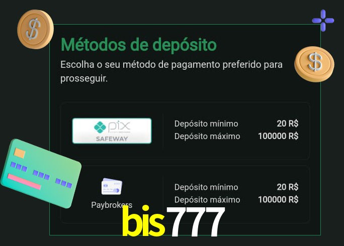 O cassino bis777 oferece uma grande variedade de métodos de pagamento